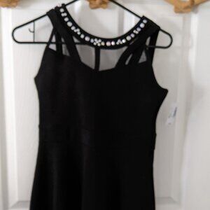 Children's Place Black Rhinestone Neck Sleeveless Dressy Dress Girls Size 12 NWT